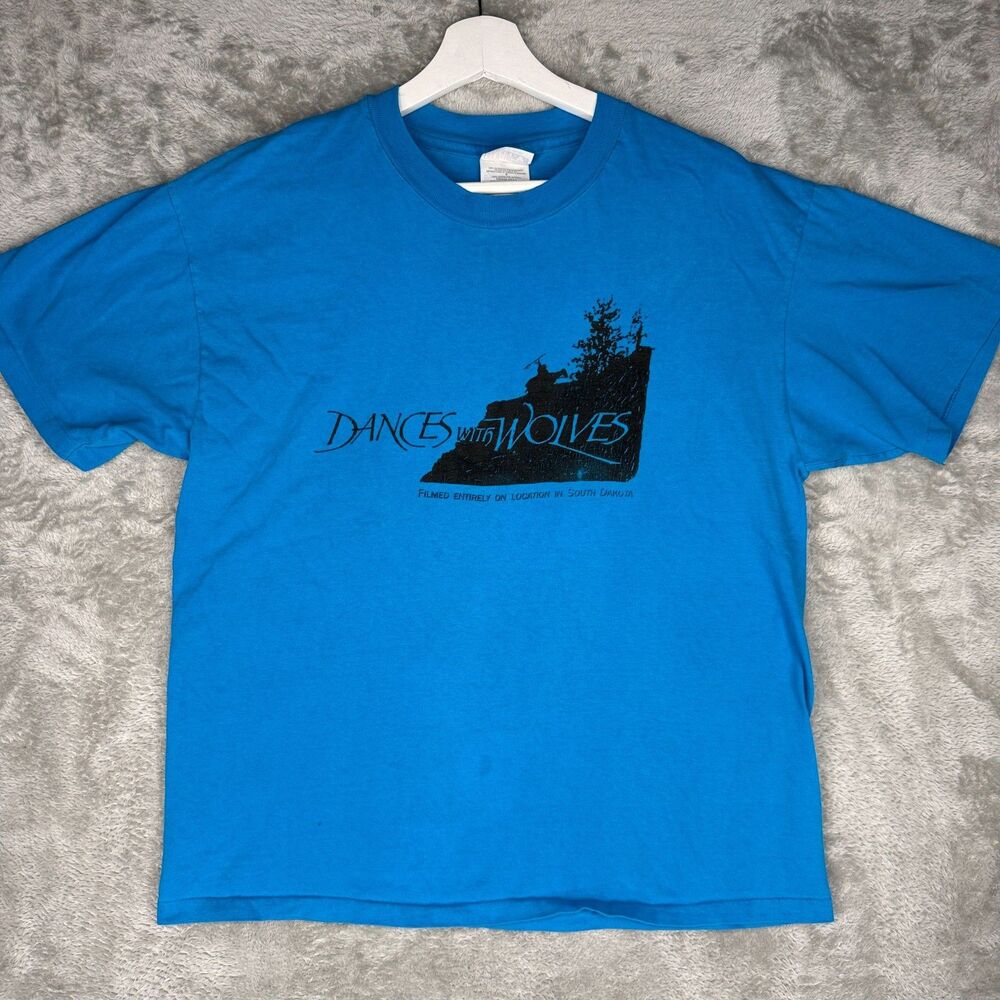 Vtg Dances With Wolves T-Shirt Mens Large Movie Promo Filmed South Dakota 90s